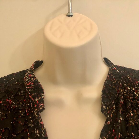 Sno Skins Long Sleeve V-Neck Raised Velour Multicolor Print Tunic Shirt Size M - Picture 4 of 16